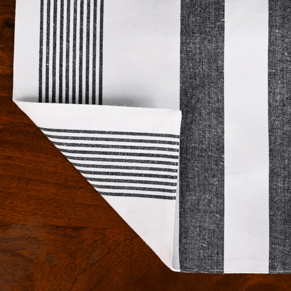 Black Striped Premium Cotton Placemats Set Of 6