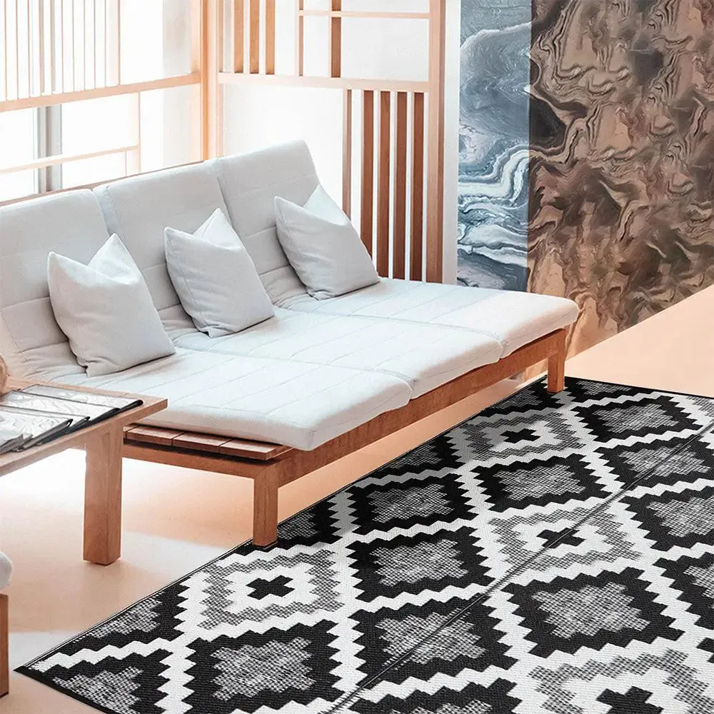 Black & White Aztec Pattern Big Floor Mat
