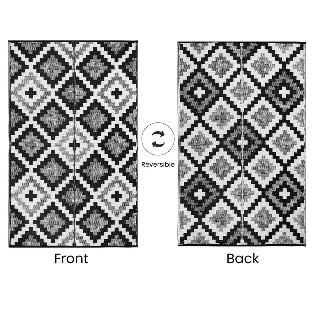 Black & White Aztec Pattern Big Floor Mat