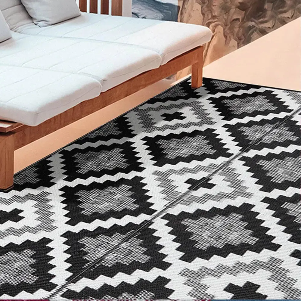 Black & White Aztec Pattern Big Floor Mat