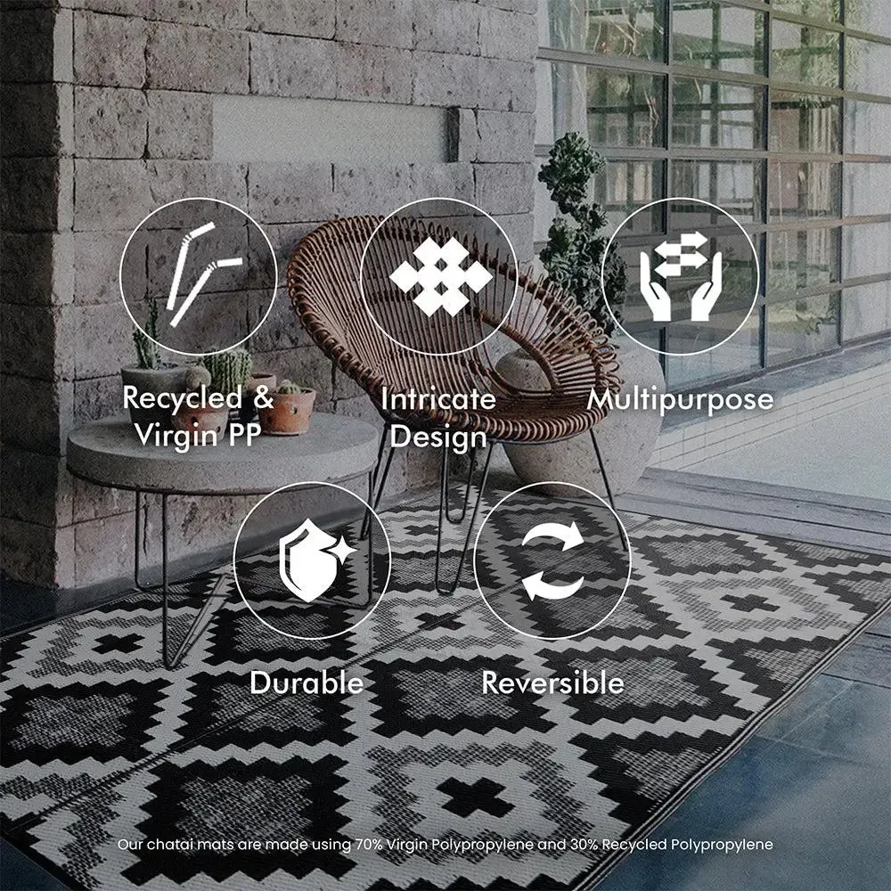 Black & White Aztec Pattern Big Floor Mat