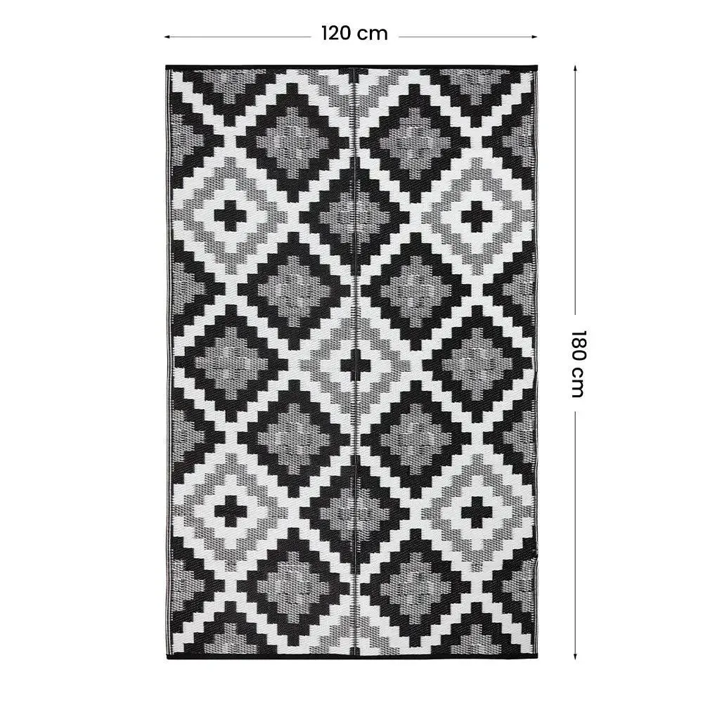 Black & White Aztec Pattern Big Floor Mat