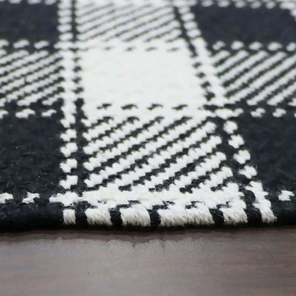 Black & White Checkered Cotton Table Runner