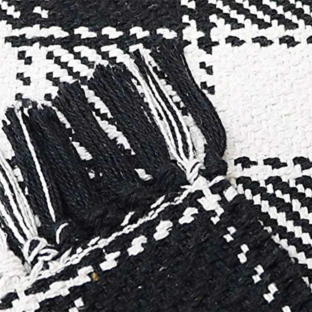 Black & White Checkered Cotton Table Runner