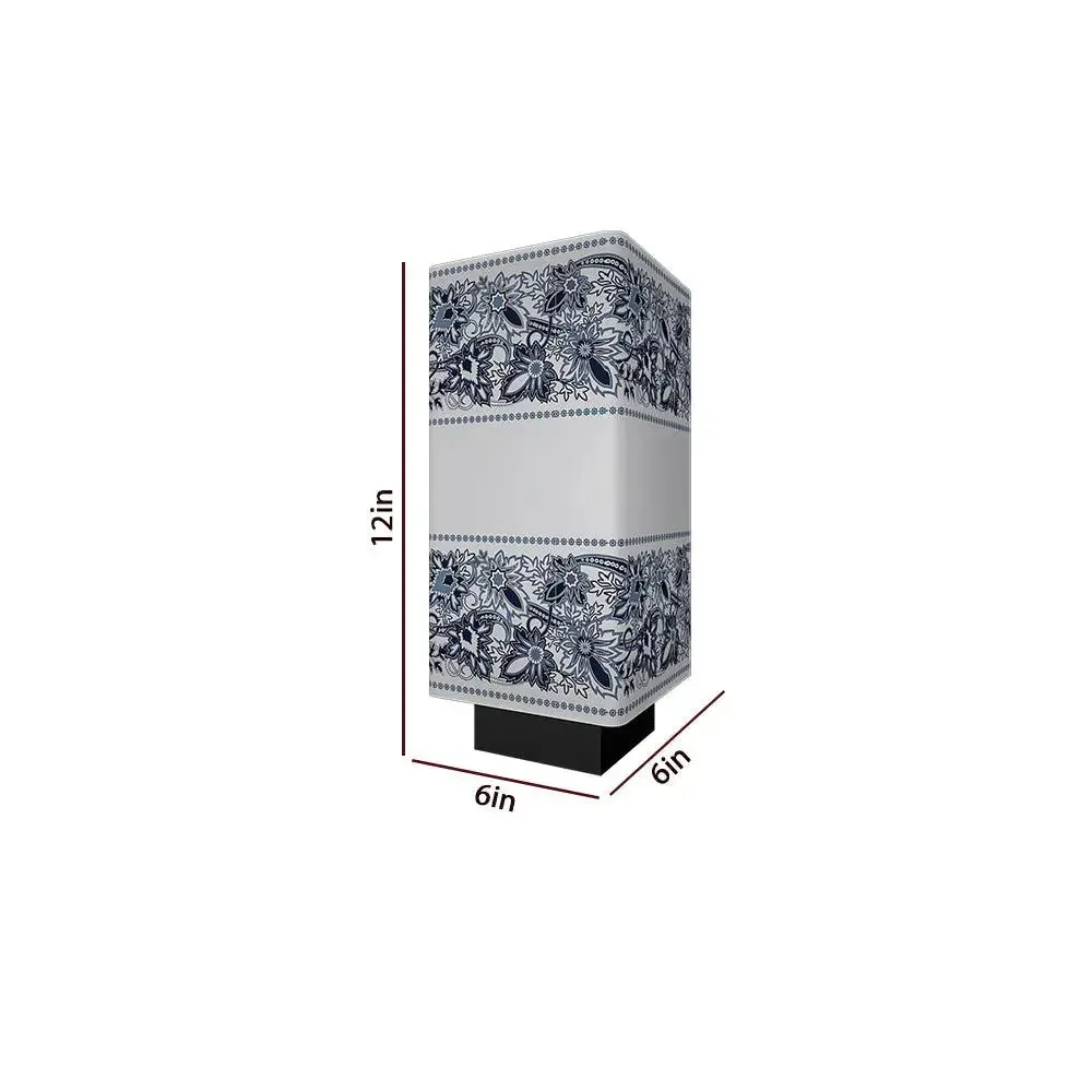 Black & White Floral Bordered Rectangle Table Lamp