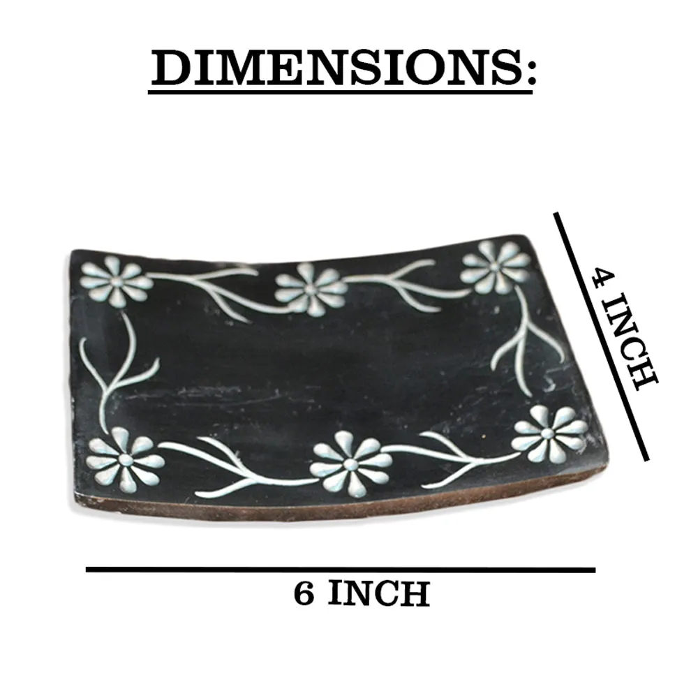 Black & White Floral Viens Designer Square Soap DIsh