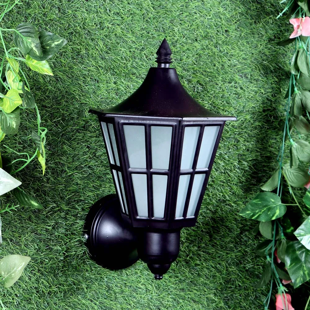 Black & White Iron Contemporary Outdoor Lamp Single Piece