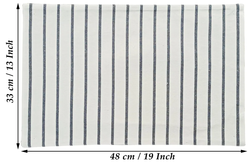 Black & White Striped Premium Cotton Placemats Set Of 6