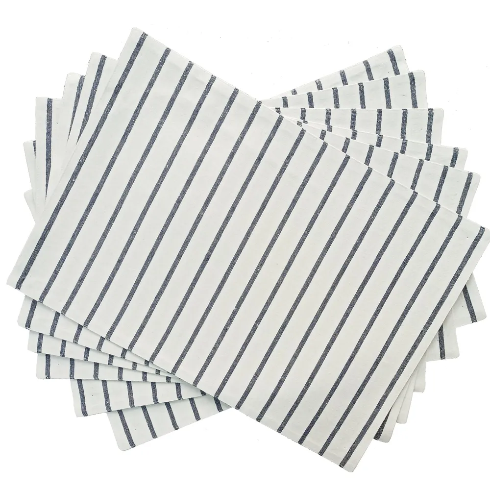 Black & White Striped Premium Cotton Placemats Set Of 6