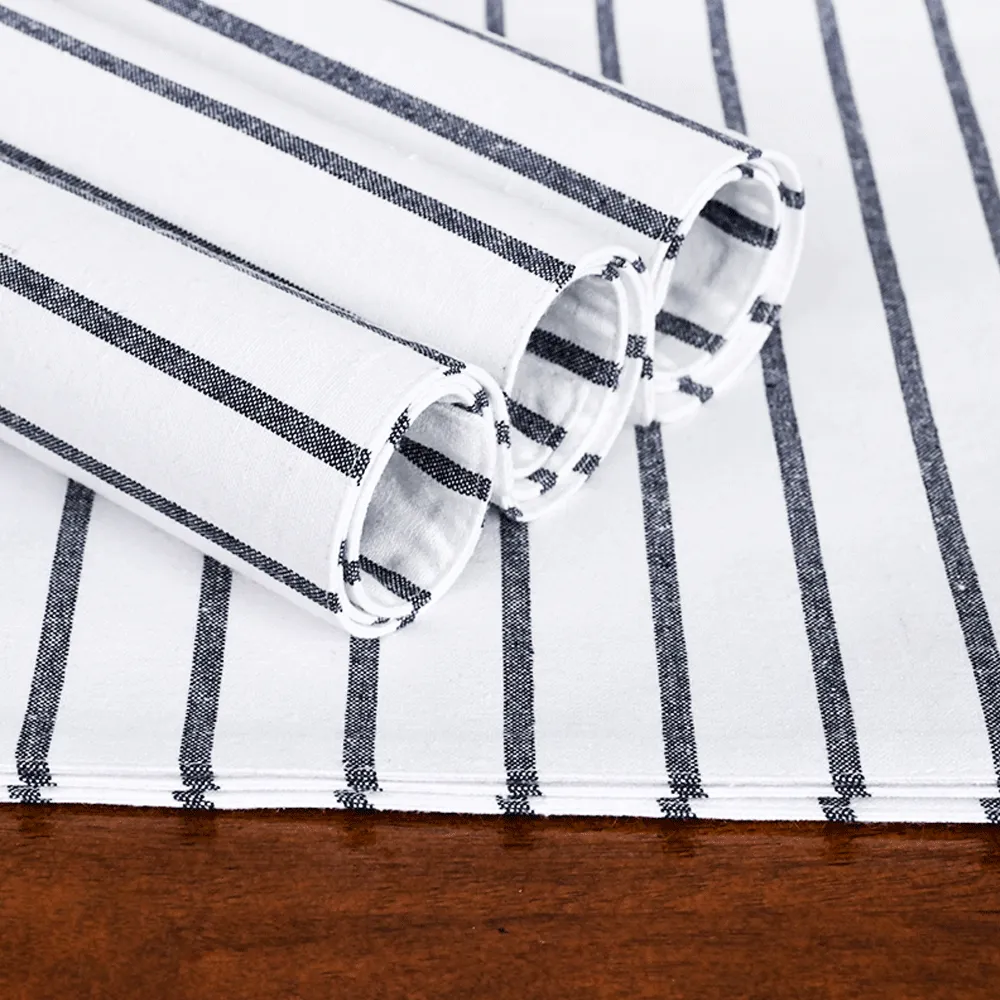 Black & White Striped Premium Cotton Placemats Set Of 6