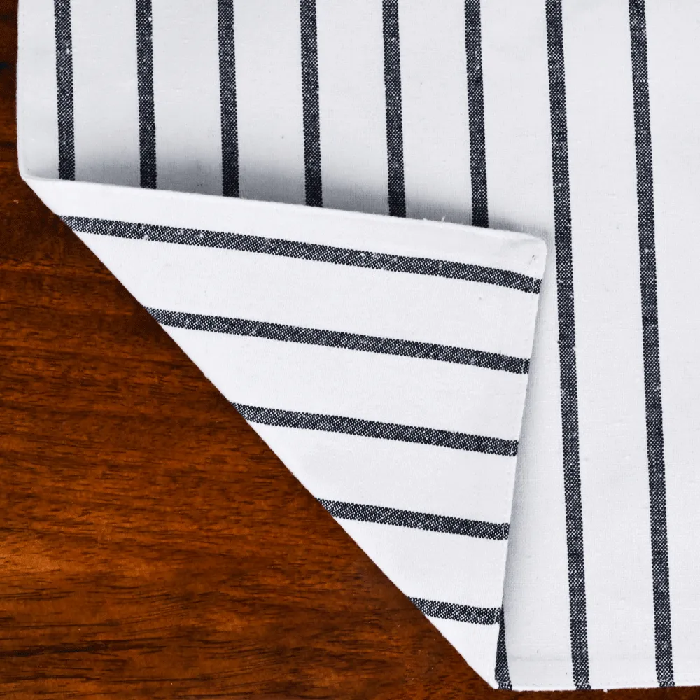 Black & White Striped Premium Cotton Placemats Set Of 6