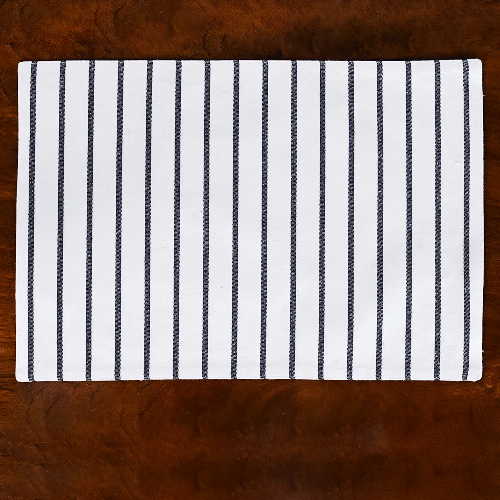 Black & White Striped Premium Cotton Placemats Set Of 6