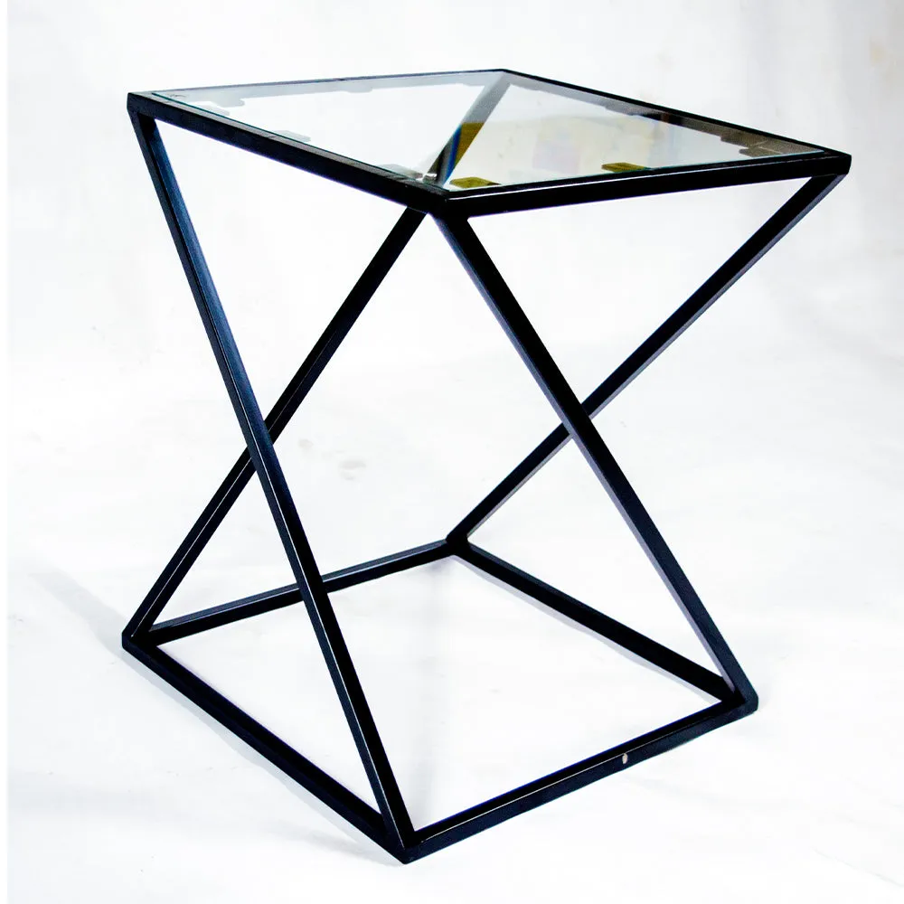 Black Zig Zag Pattern Metal Side Table