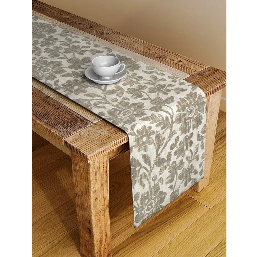 Blanc9 Elegant Designer Floral Sap Green Table Runner