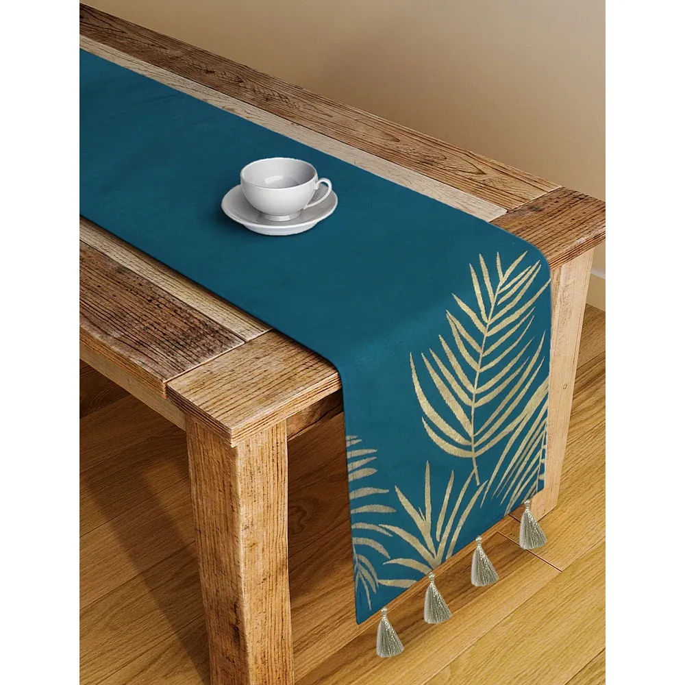 Blanc9 Elegant Designer Tropical Blue Table Runner