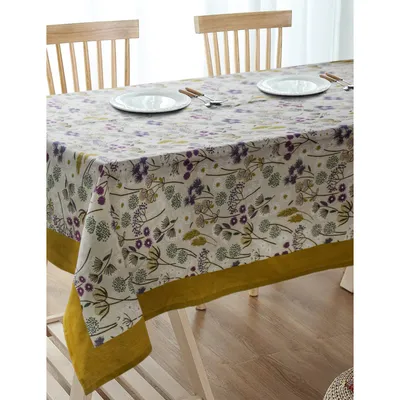 Blanc9 Rich Mustard Floral Designer Tablecloth