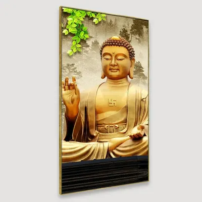 Blessing Buddha Spiritual Vertical Wall Painting