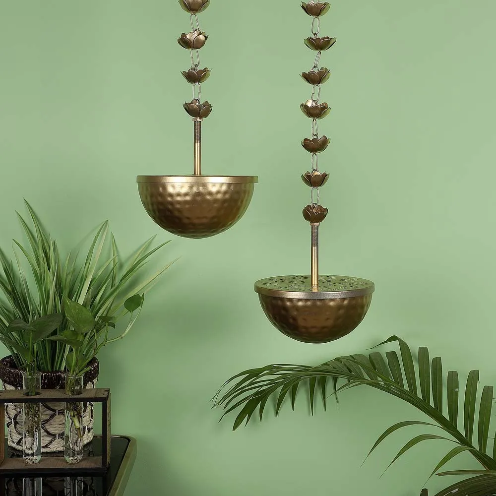 Blissful decor Hanging Decorative Metal Urli Bowl Set of 2
