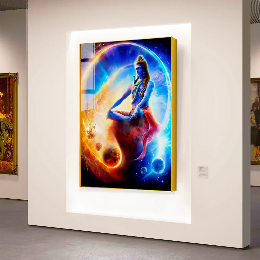 Blissful Mahadeva Meditating Acrylic Wall Painting Regular