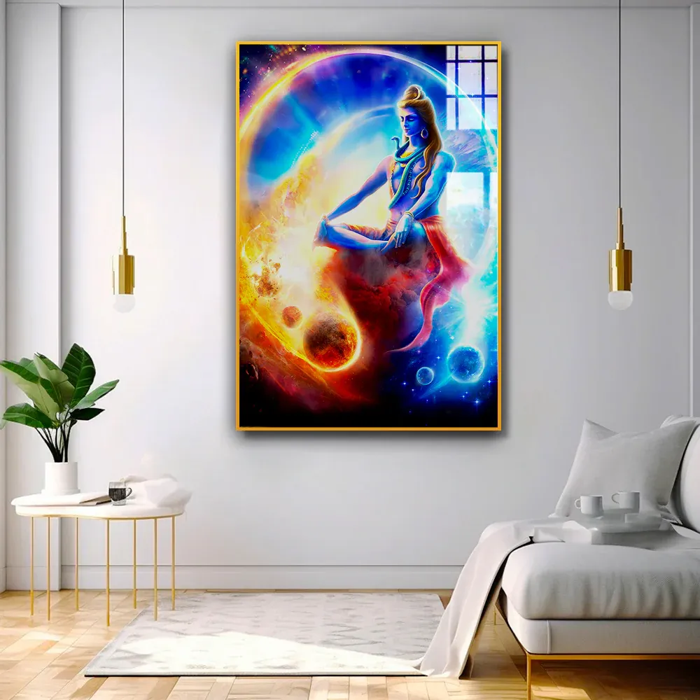 Blissful Mahadeva Meditating Acrylic Wall Painting Regular