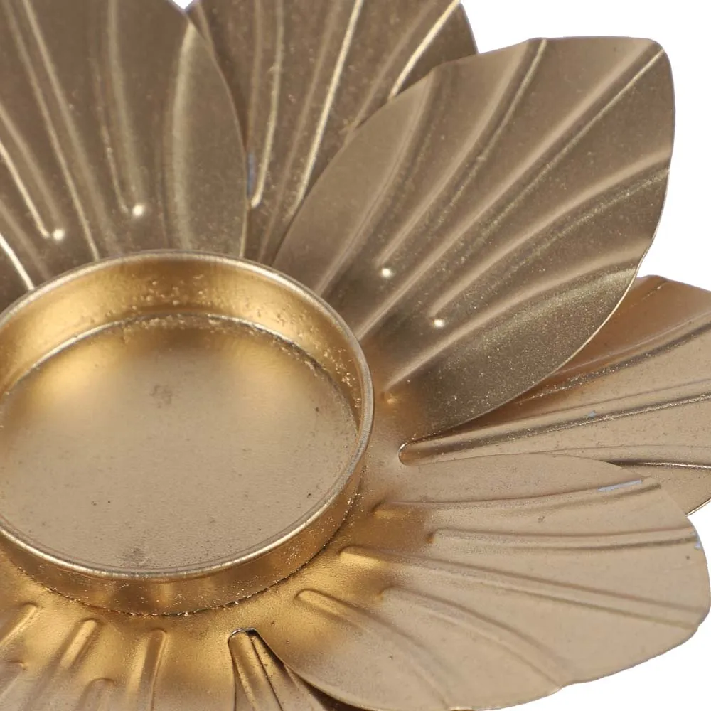 Bloomed Lotus Golden Tea Light Candle Holders Set Of 3