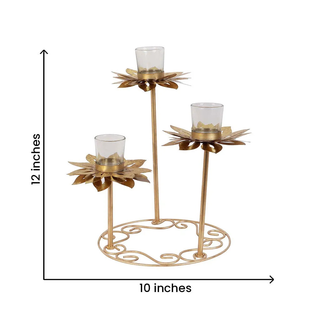 Bloomed Sunflower On Ring Metal Tea Light Candle Holder