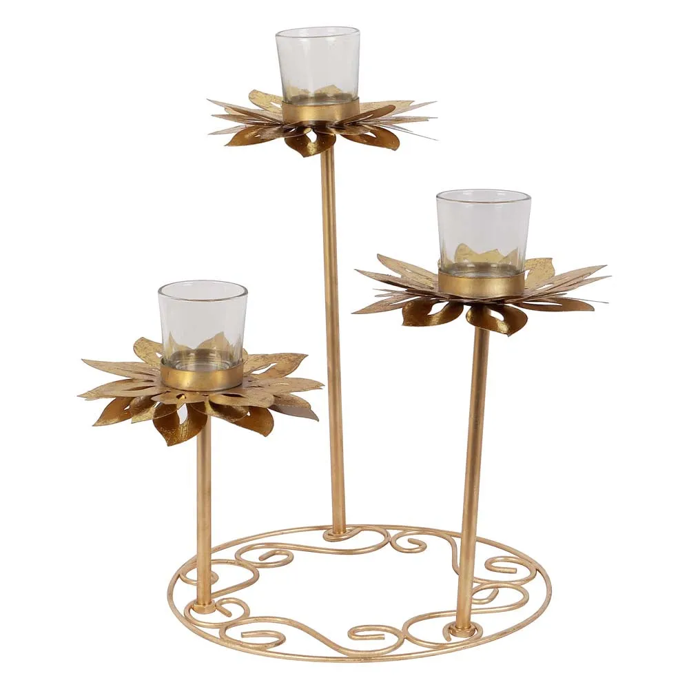Bloomed Sunflower On Ring Metal Tea Light Candle Holder