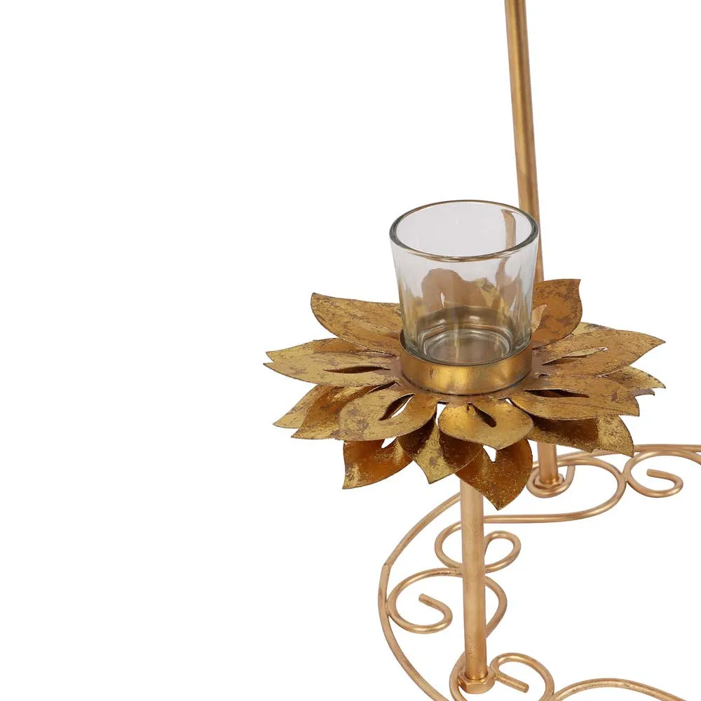 Bloomed Sunflower On Ring Metal Tea Light Candle Holder