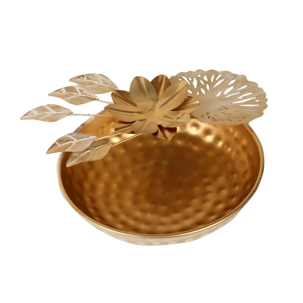 Blossom Elegant Golden Metal Flower Urli Bowl Set of 3
