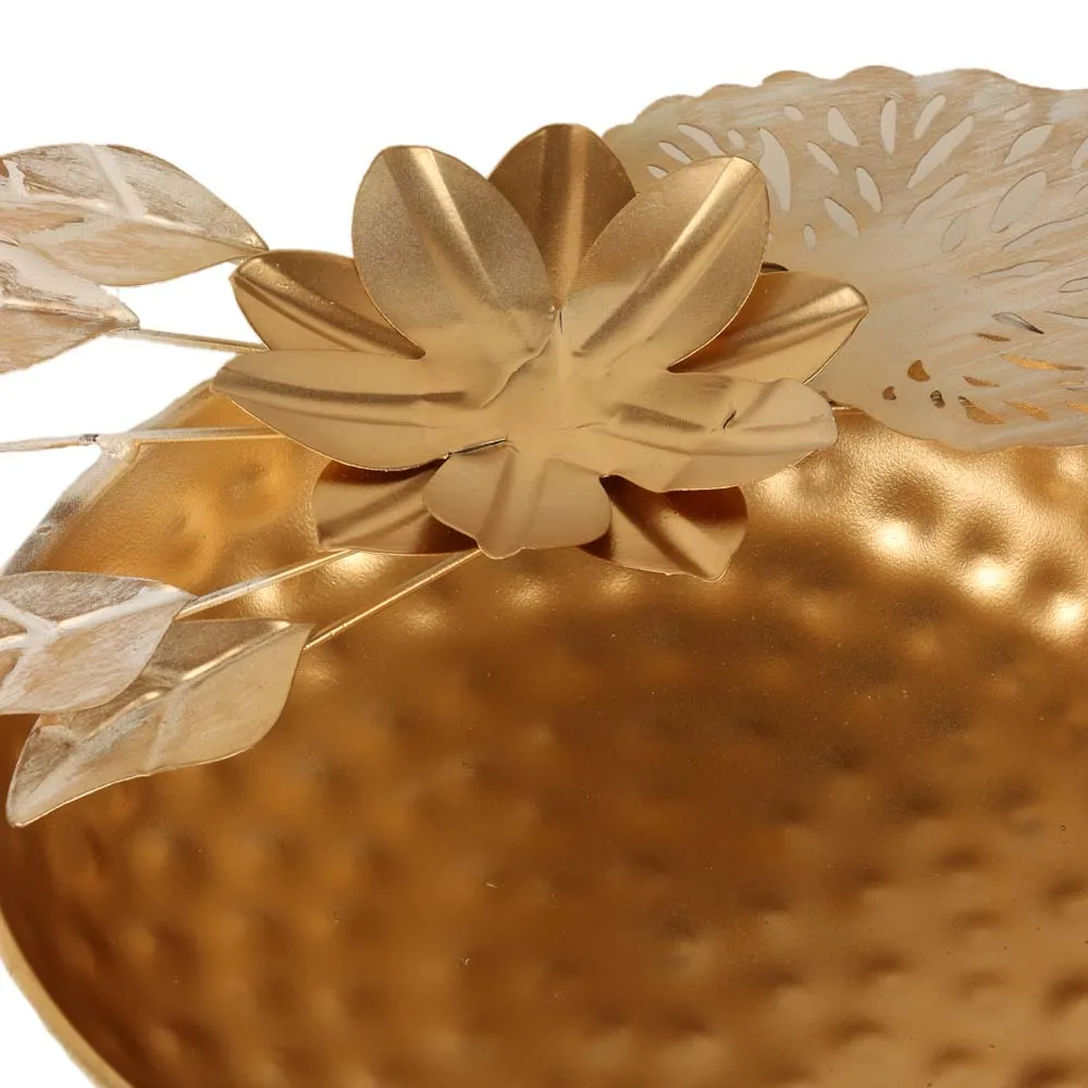 Blossom Elegant Golden Metal Flower Urli Bowl Set of 3