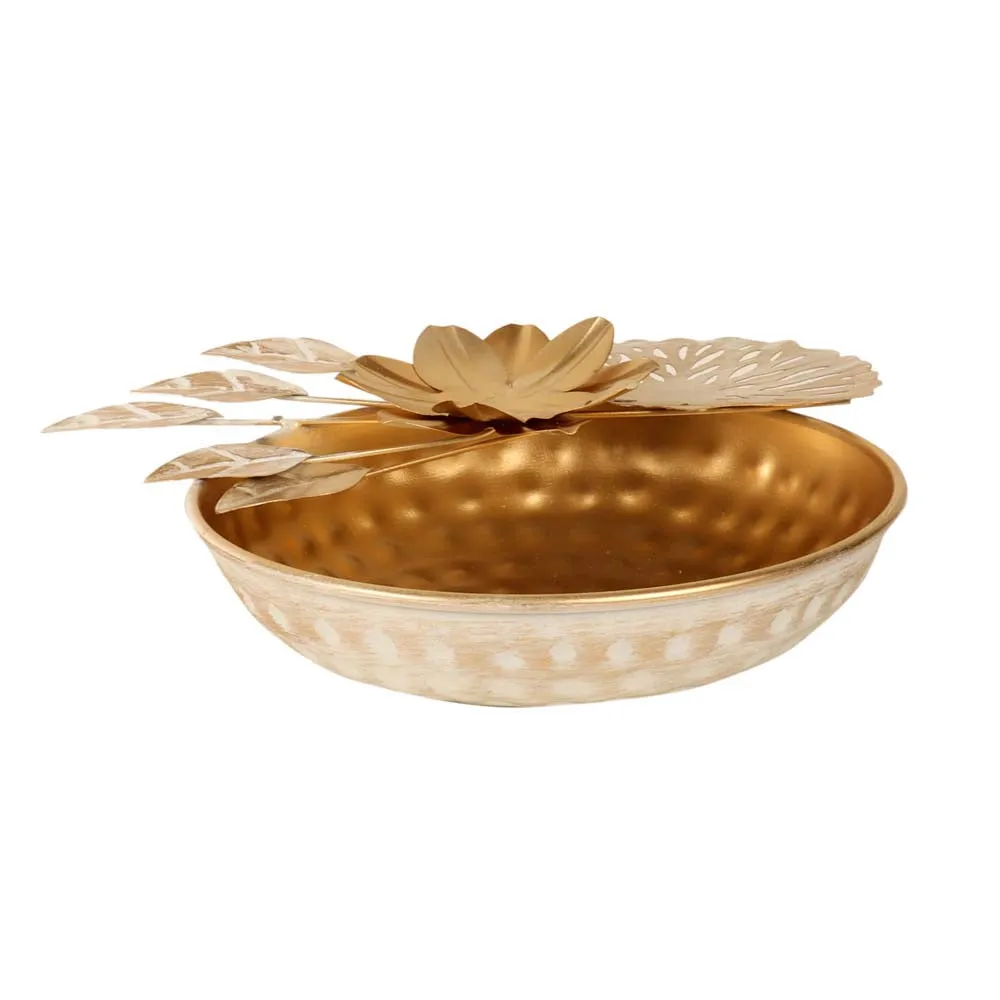 Blossom Elegant Golden Metal Flower Urli Bowl Set of 3
