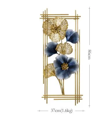 Blue &amp; Golden Floral Separate Frames Metal Wall Art