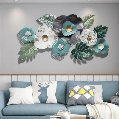 Blue &amp; White Wild Large Floral Metal Wall Art