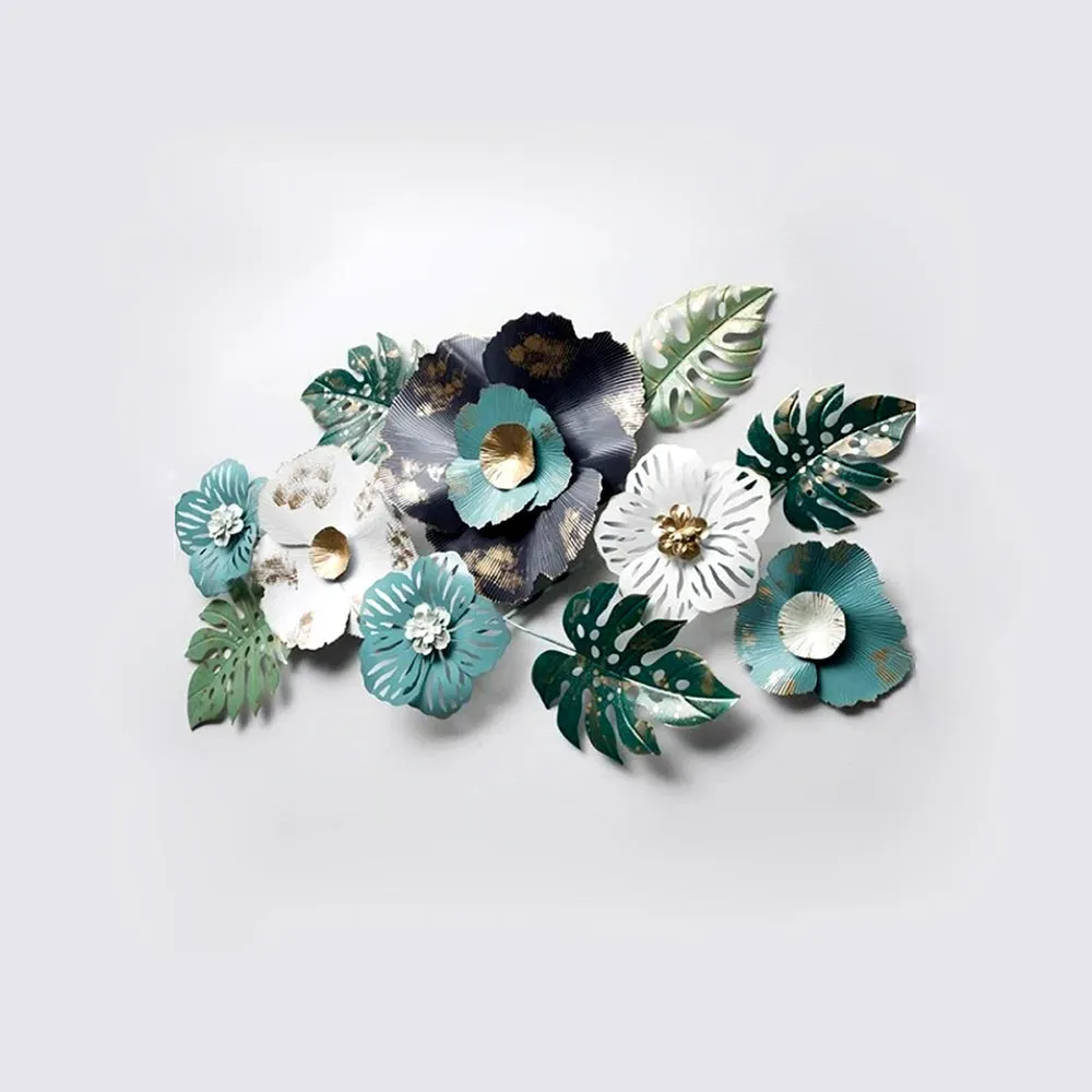 Blue &amp; White Wild Large Floral Metal Wall Art