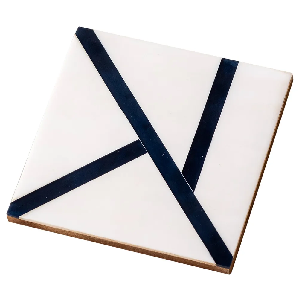 Blue and White GeometricDecorative Resin Coasters Set Of 4