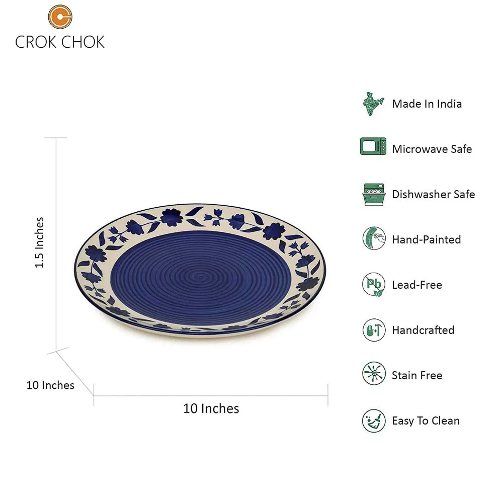 Blue And White Plates Pair Handpainted Ceramic Dinner Plates Set Of 2