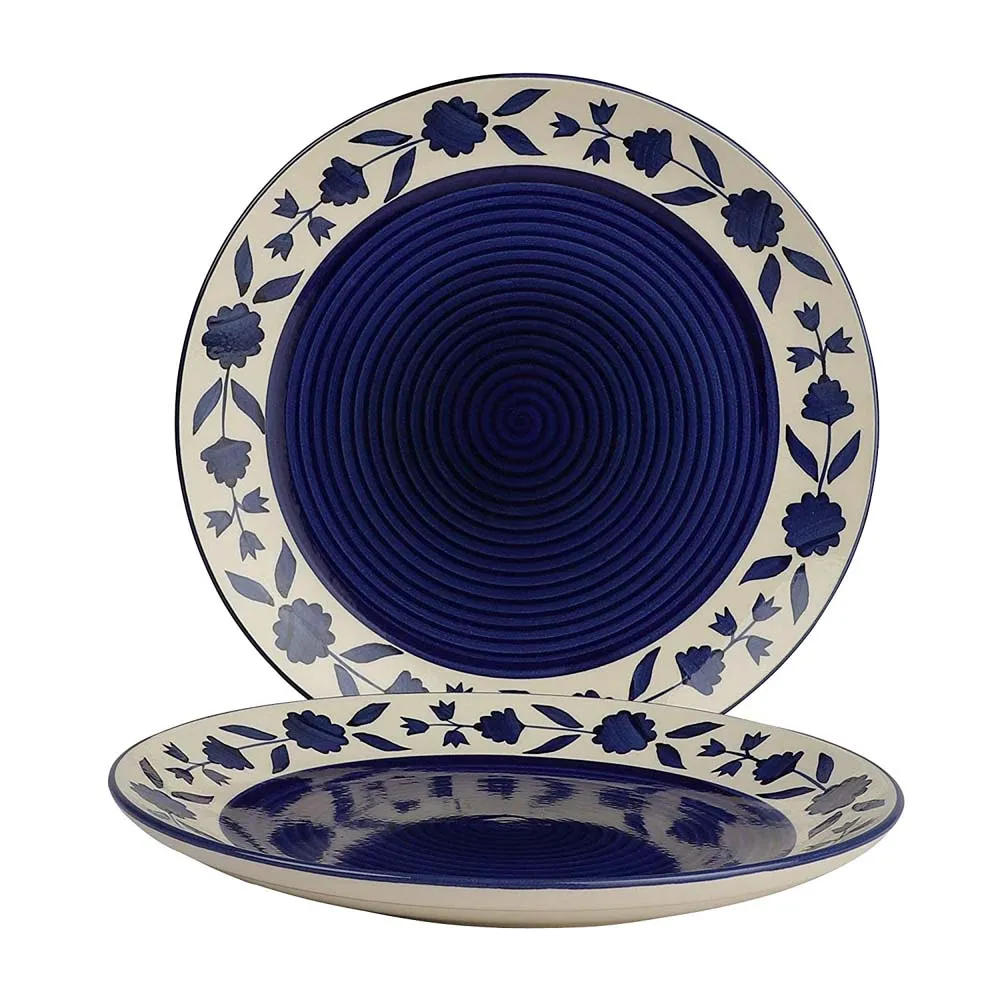 Blue And White Plates Pair Handpainted Ceramic Dinner Plates Set Of 2