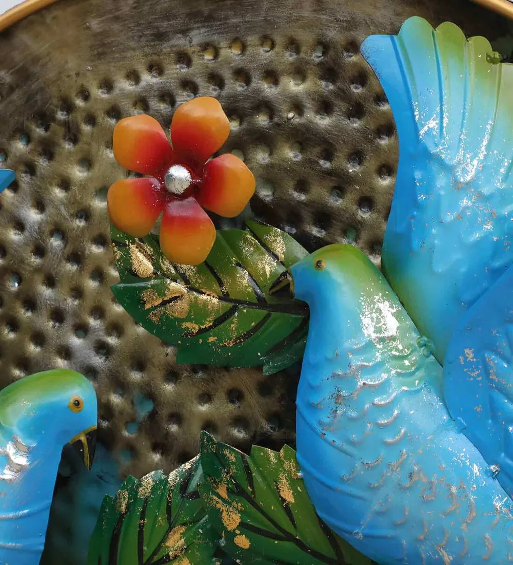 Blue Bird Floral Backlit Decorative Metal Wall Art