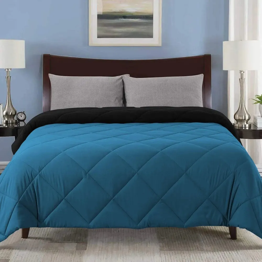 Blue & Black Quilted Single Bed Comforter