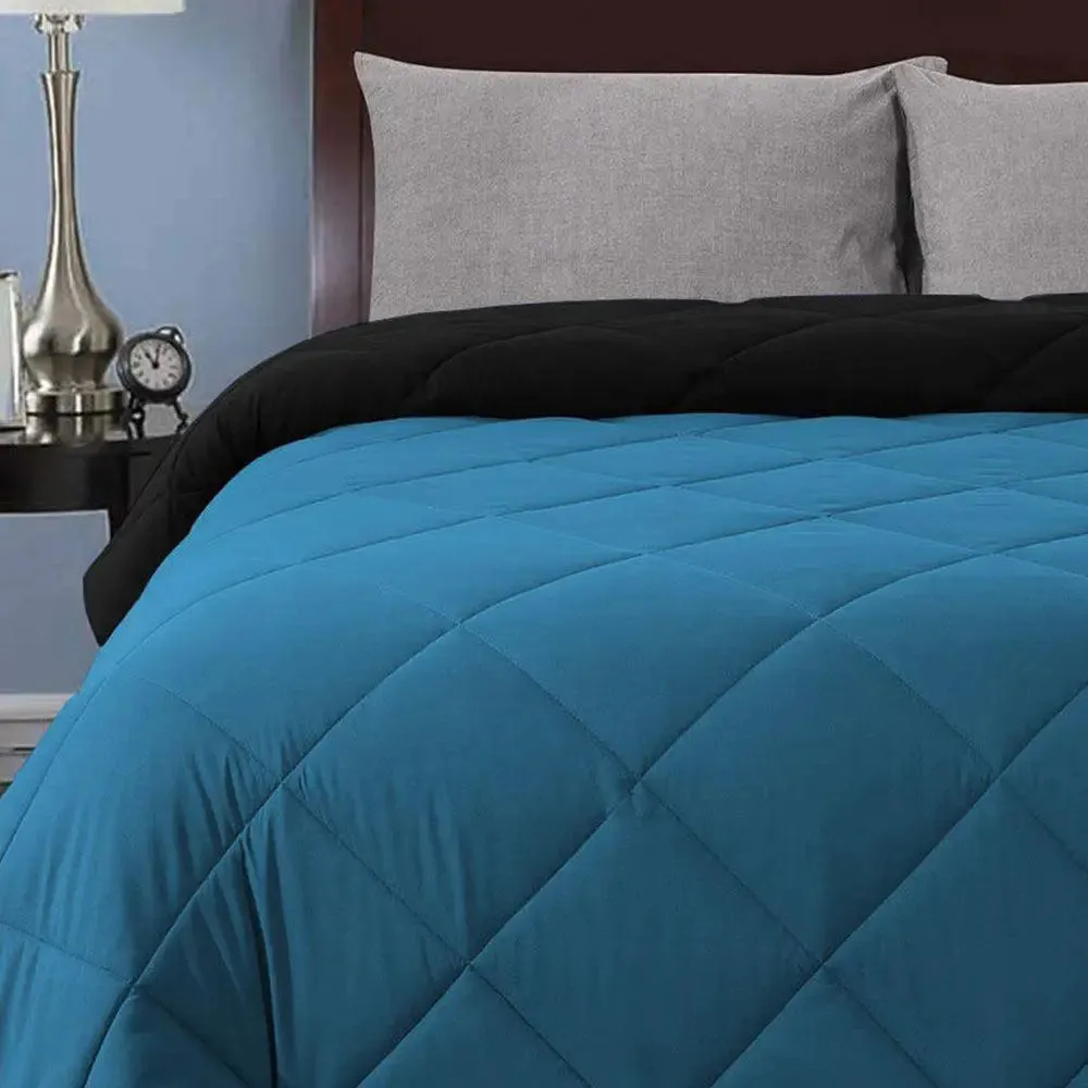 Blue & Black Quilted Single Bed Comforter