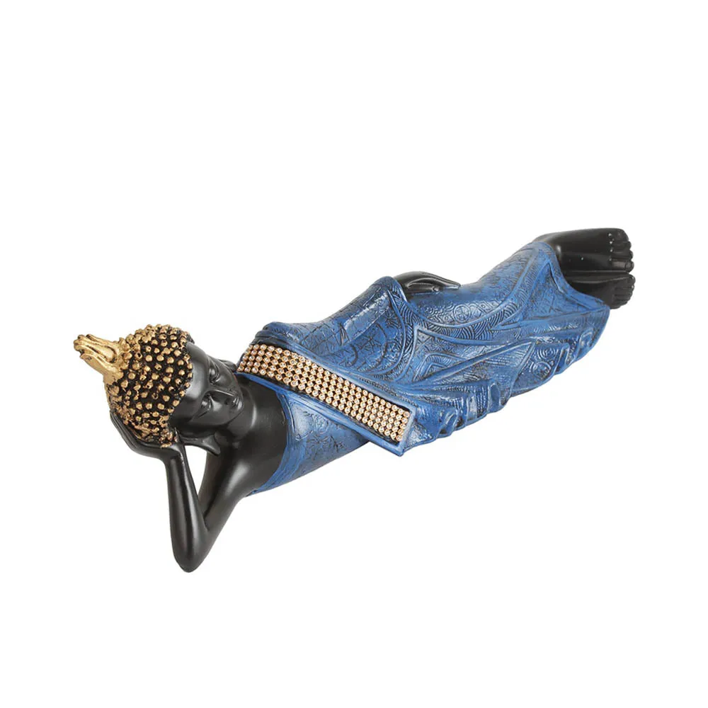 Blue & Black Sleeping Buddha Decorative Showpiece