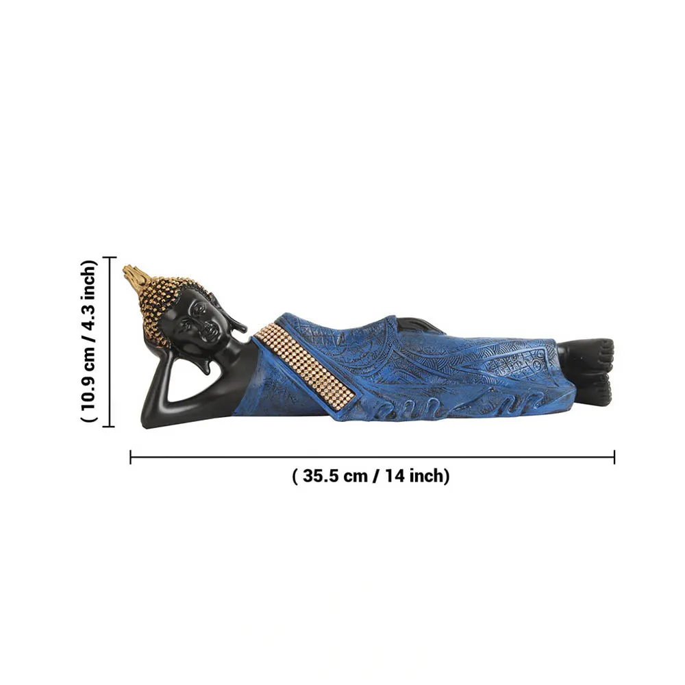 Blue & Black Sleeping Buddha Decorative Showpiece