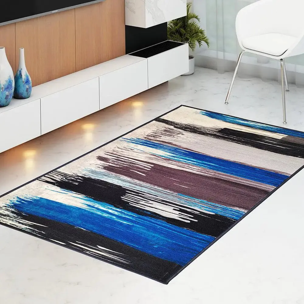 Blue & Black Splash Modern Printed Premium Area Carpet ( 3 ft x5 ft & 4 ft x 6 ft ) 3X5 ft
