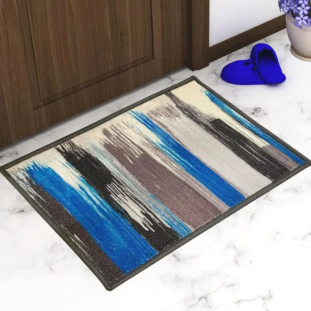 Blue & Black Splash Modern Printed Premium Doormat (14 X 22 )Inches Single Piece