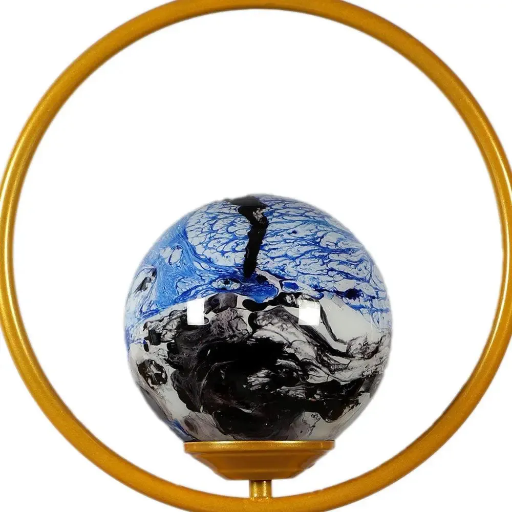 Blue & Black Splashed Globe Circular Hanging Light