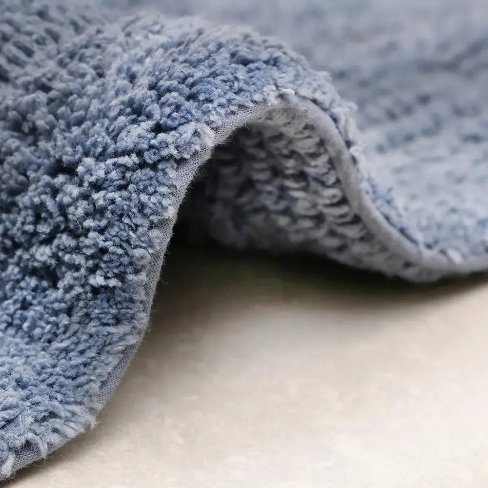 Blue Bordered Cotton Bath Runner (50 x 150) cm Single Piece