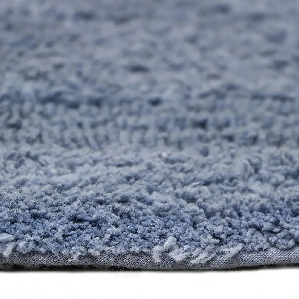Blue Bordered Cotton Bath Runner (50 x 150) cm Single Piece