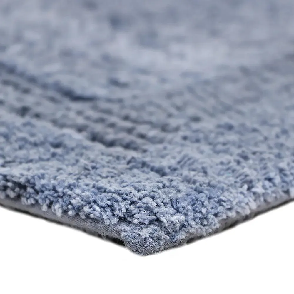 Blue Bordered Cotton Bath Runner (50 x 150) cm Single Piece