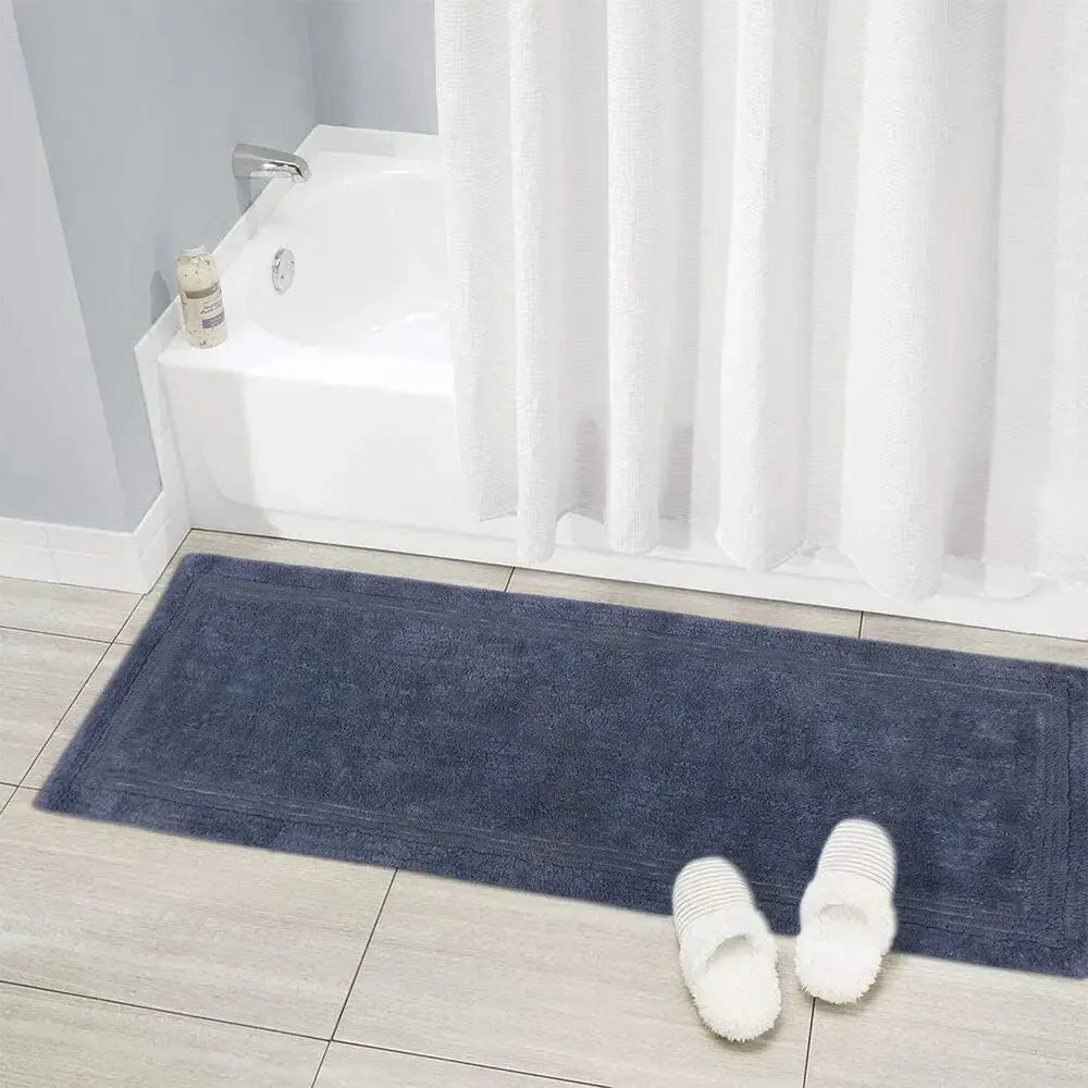 Blue Bordered Cotton Bath Runner (50 x 150) cm Single Piece