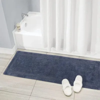 Blue Bordered Cotton Bath Runner (50 x 150) cm